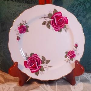 Burgundy Rose Salad Plate ROYAL KENT vintage